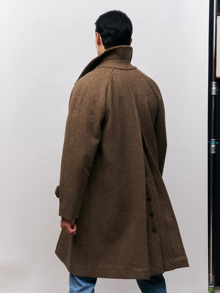 Heavyweight Wool Raglan Overcoat - Fox Brothers / Khaki