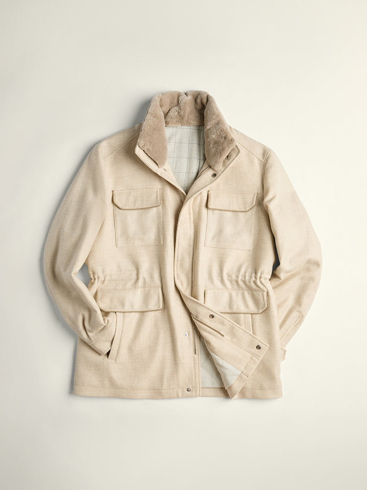 CASHMERE AWARD Four-Pocket Quilted Jacket - Loro Piana / Natural Beige