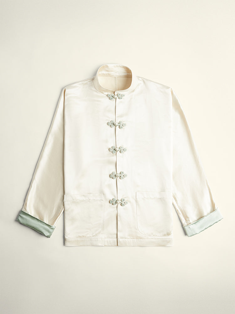 Champagne Satin Women Chinese Shirt Jacket