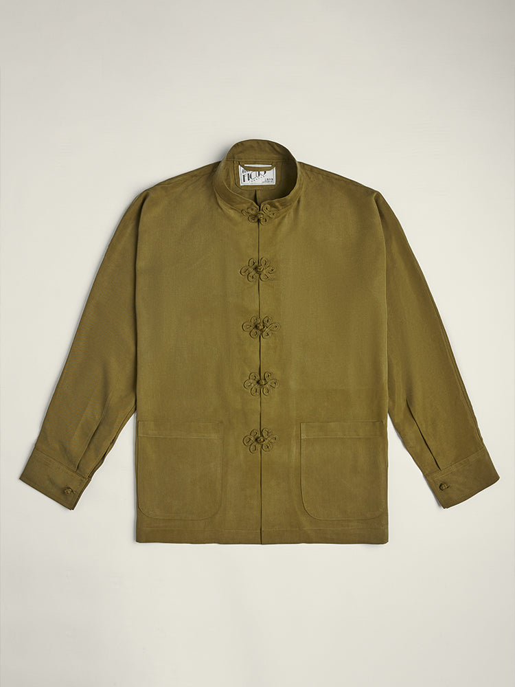 Olive Cotton/Linen/Tencel Shanghai Shirt Jacket