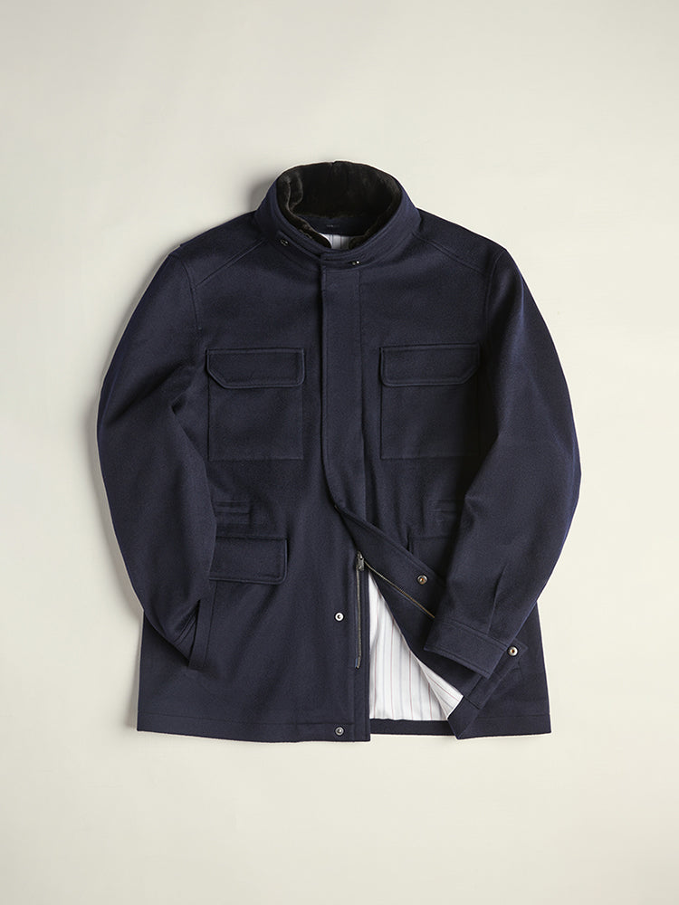 Green Storm System Cashmere Four-Pocket Jacket - Loro Piana / Navy