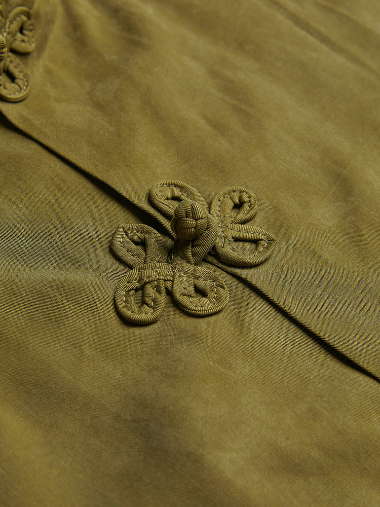 Olive Cotton/Linen/Tencel Shanghai Shirt Jacket