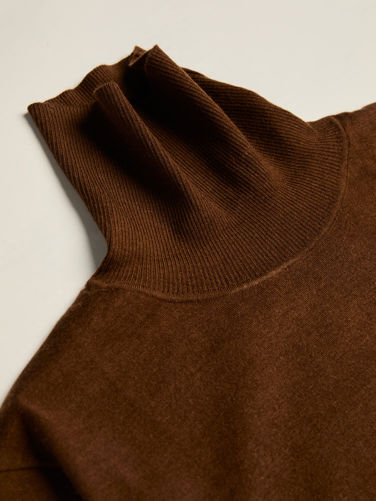 Cashmere Turtleneck Sport Sweater - Brown