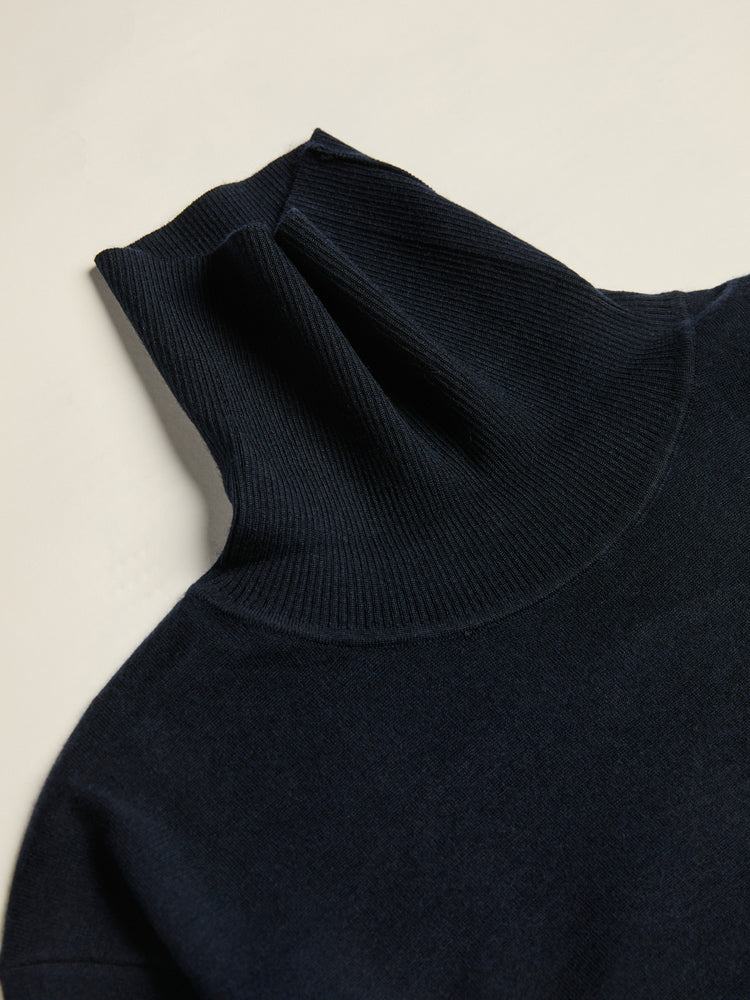 Cashmere Turtleneck Sport Sweater - Navy