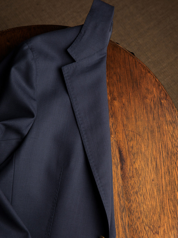 High-twist Wool Navy Blazer - 'Zelander' by Loro Piana / Navy Blue