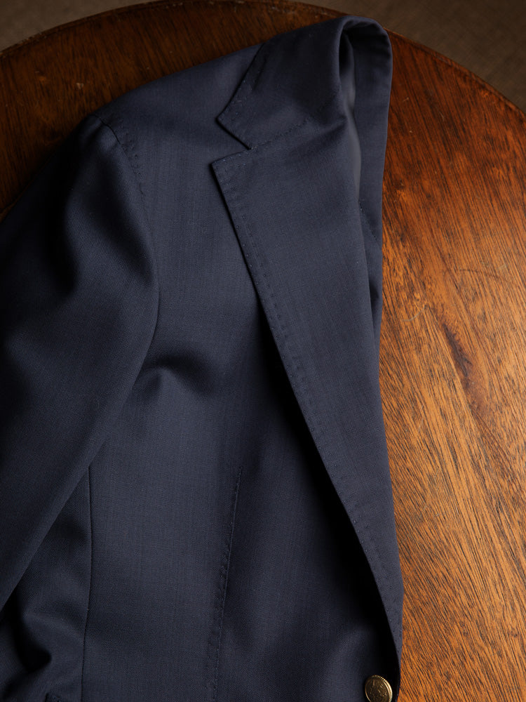 High-twist Wool Navy Blazer - 'Zelander' by Loro Piana / Navy Blue